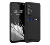 kwmobile Case for Samsung Galaxy A33 5G Case with Card Holder - Soft Cover - Shockproof TPU Material - Wireless Charging - Black