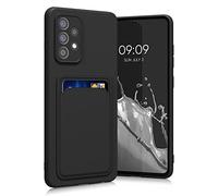 kwmobile Case for Samsung Galaxy A52 / A52 5G / A52s 5G Case with Card Holder - Soft Cover - Shockproof TPU Material - Wireless Charging - Black
