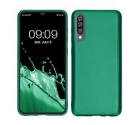 kwmobile Case for Samsung Galaxy A70 Case - Soft Slim Metallic TPU Silicone Cover - Dark Metallic Green
