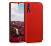 kwmobile Case for Samsung Galaxy A70 Case - Soft Slim Metallic TPU Silicone Cover - Metallic Dark Red