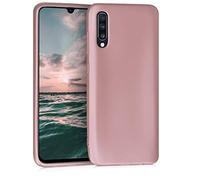 kwmobile Case for Samsung Galaxy A70 Case - Soft Slim Metallic TPU Silicone Cover - Metallic Rose Gold