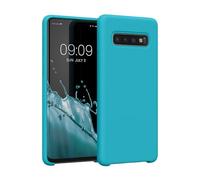 kwmobile Case for Samsung Galaxy S10 Case - Soft Cover - Shockproof Silicone - Wireless Charging Cool Glacier