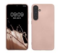 kwmobile Case for Samsung Galaxy S24 Case - Soft Slim Metallic TPU Silicone Cover - Metallic Rose Gold