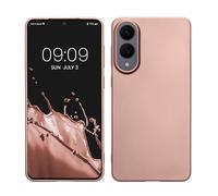 kwmobile Case for Samsung Galaxy S25 Edge Case - Soft Slim Metallic TPU Silicone Cover - Metallic Rose Gold