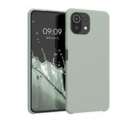 kwmobile Case for Xiaomi 11 Lite (5G) NE/Mi 11 Lite (5G) Case - Soft Cover - Shockproof Silicone - Wireless Charging Gray Green