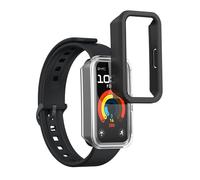 kwmobile Cases Compatible with Huawei Band 10/9 / 8 - Set of 2 Fitness Tracker Screen Protectors - Black/Transparent