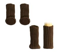 kwmobile Chair Leg Furniture Socks (Set of 4) - Floor Protectors Covers for Chairs Legs - Hardwood Floors Protector Pads - Brown