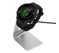 kwmobile Charging Station Compatible with Garmin vivoactive 6 / vivoactive 5 / Forerunner 55/255 / 255 Music - Charger Dock Metal Stand with Cable - Black/Silver