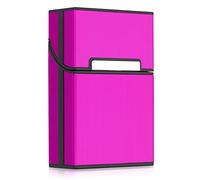 kwmobile Cigarette Case Box Holder - Plastic with Aluminum Coating Case for Cigarettes with Magnetic Flip Top Closure - Dark Pink