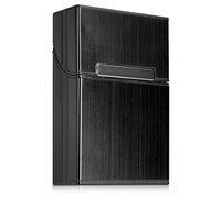 kwmobile Cigarette Case Box Holder - Plastic with Aluminum Coating Case for Cigarettes with Magnetic Flip Top Closure - Black