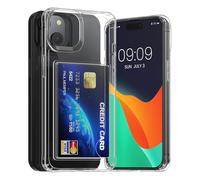 kwmobile Clear Case Compatible with Apple iPhone 15 Case with Card Holder - Compartment Holds 2 Cards - Transparent