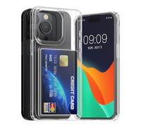 kwmobile Clear Case Compatible with Apple iPhone 15 Pro Case with Card Holder - Compartment Holds 2 Cards - Transparent