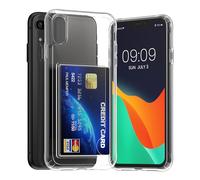 kwmobile Clear Case Compatible with Apple iPhone XR Case with Card Holder - Compartment Holds 2 Cards - Transparent
