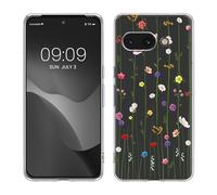 kwmobile Clear Case Compatible with Google Pixel 9a - Phone Case Soft TPU Cover - Wildflower Vines Multicolor/Transparent