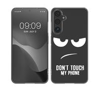 kwmobile Clear Case Compatible with Samsung Galaxy A15 5G - Phone Case Soft TPU Cover - Don't Touch My Phone Black/Transparent