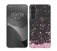 kwmobile Clear Case Compatible with Samsung Galaxy A16 5G - Phone Case Soft TPU Cover - Cherry Blossoms Pink/Dark Brown/Transparent