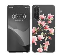 kwmobile Clear Case Compatible with Samsung Galaxy A26 5G - Phone Case Soft TPU Cover - Magnolias Pink/White/Transparent