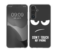kwmobile Clear Case Compatible with Samsung Galaxy A55 5G - Phone Case Soft TPU Cover - Don't Touch My Phone Black/Transparent