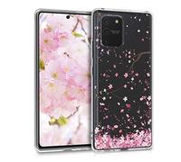 kwmobile Clear Case Compatible with Samsung Galaxy S10 Lite - Phone Case Soft TPU Cover - Cherry Blossoms Pink/Dark Brown/Transparent