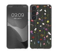 kwmobile Clear Case Compatible with Samsung Galaxy S25 - Phone Case Soft TPU Cover - Wildflower Vines Multicolor/Transparent