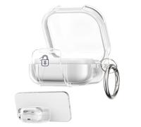 kwmobile Clear Earphones Case Compatible with Samsung Galaxy Buds 4 / Galaxy Buds 4 Pro Case - TPU Headphones Cover with Phone Stand & Secure Lock - Transparent