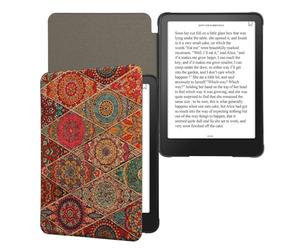 kwmobile Cork Case Compatible with Amazon Kindle Paperwhite (2024)/Colorsoft - Book Style Protective e-Reader Flip Cover Folio Case - Fractions Dark Pink/Red/Blue