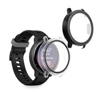 kwmobile Cover Comaptible with Garmin vivoactive 5 / active 5 Covers - 2x Tempered Glass with Plastic Frame - Transparent/Black