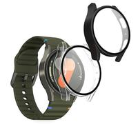 kwmobile Cover Comaptible with Samsung Galaxy Watch 7 40mm Covers - 2x Tempered Glass with Plastic Frame - Transparent/Black