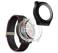 kwmobile Cover Compatible with Amazfit Cheetah/Amazfit Cheetah Pro Covers - 2x Tempered Glass with Plastic Frame - Transparent/Black