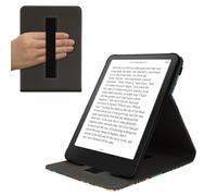 kwmobile Cover Compatible with Amazon Kindle Paperwhite (2024)/Colorsoft Case - Stand + Strap - Library Motto Multicolor