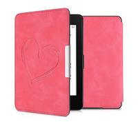 kwmobile Cover Compatible with Amazon Kindle Paperwhite Cover - eReader Case - Brushed Heart Dark Pink