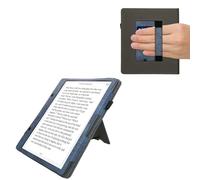 kwmobile Cover Compatible with Amazon Kindle Scribe (2024) Cover - Faux Leather/Suede Case with Stand - Dark Blue/Dark Grey