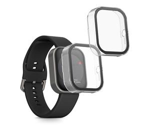 kwmobile Cover Compatible with CMF by Nothing Watch Pro (D395) Covers - 2x Tempered Glass with Plastic Frame - Transparent