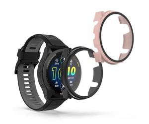 kwmobile Cover Compatible with Garmin Forerunner 965 Covers - 2x Tempered Glass with Plastic Frame - Black/Dusty Pink