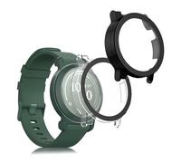 kwmobile Cover Compatible with Garmin Lily 2 Active Covers - 2x Tempered Glass with Plastic Frame - Transparent/Black