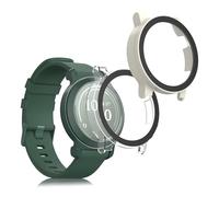 kwmobile Cover Compatible with Garmin Lily 2 Active Covers - 2x Tempered Glass with Plastic Frame - Transparent/Beige