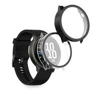 kwmobile Cover Compatible with Garmin Venu 4 41mm Covers - 2x Tempered Glass with Plastic Frame - Transparent/Black