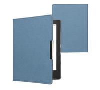 kwmobile Cover Compatible with Kobo Aura H2O Edition 1 - Case for E-Reader - Denim Look Fabric Flip Case - Blue