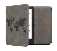 kwmobile Cover Compatible with Kobo Clara 2E / Tolino Shine 4 Cover - eReader Case - Travel Outline Grey
