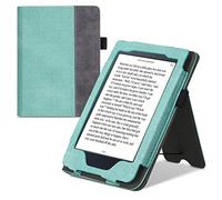 kwmobile Cover Compatible with Kobo Nia Cover - Faux Leather/Suede Case with Stand - Mint/Dark Grey