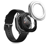 kwmobile Cover Compatible with Samsung Galaxy Watch 8 Classic (46mm) Covers - 2x Tempered Glass with Plastic Frame - Black/Silver