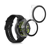 kwmobile Cover Compatible with Ticwatch Pro 5 Covers - 2x Tempered Glass with Plastic Frame - Transparent