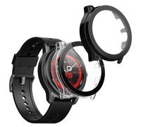 kwmobile Cover Compatible with Ticwatch Pro 5 Enduro Covers - 2x Tempered Glass with Plastic Frame - Black/Transparent
