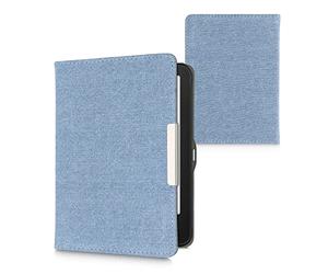 kwmobile Cover Compatible with Tolino Vision 1/2 / 3/4 HD - Case for E-Reader - Denim Look Fabric Flip Case - Light Blue