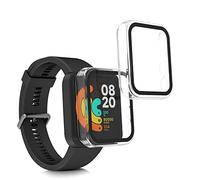 kwmobile Cover Compatible with Xiaomi Mi Watch Lite/Redmi Watch Covers - 2x Tempered Glass with Plastic Frame - Transparent