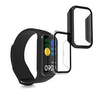 kwmobile Cover Compatible with Xiaomi Redmi Band 2 Covers - 2x Tempered Glass with Plastic Frame - Transparent/Black