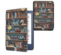 kwmobile Cover for Amazon Kindle (2022/2024) Case - eReader Cover with auto sleep funktion - Library Motto with Multicolor