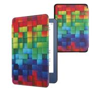 kwmobile Cover for Amazon Kindle (2022/2024) Case - eReader Cover with auto sleep funktion - Rainbow Cubes with Multicolor/Green/Blue