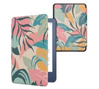 kwmobile Cover for Amazon Kindle (2022/2024) Case - eReader Cover with auto sleep funktion - Tropical Jungle with Pink/Yellow/Green