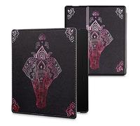 kwmobile Cover for Amazon Kindle Oasis 10. Generation Case - eReader Cover with hand strap and auto sleep funktion - Elephant Sketch with Dark Pink/Anthracite